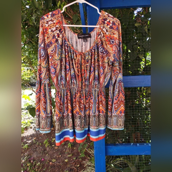 Colleen Lopez Multi-color Round Neck Blouse Size L - Picture 1 of 16